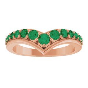 14K Rose Gold Lab-Grown Emerald V Ring – image 3