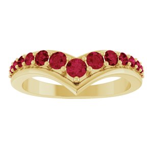 14K Yellow Gold Lab-Grown Ruby V Ring – image 3