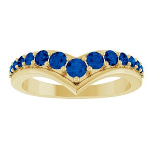 14K Yellow Gold Natural Blue Sapphire V Ring – image 3