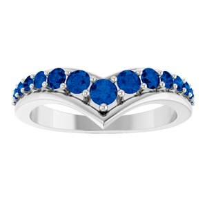 Platinum Natural Blue Sapphire V Ring – image 3