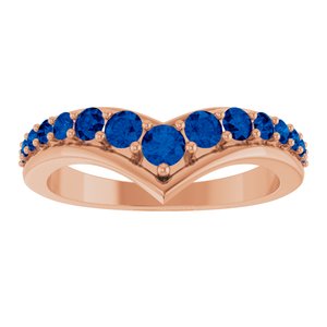 14K Rose Gold Natural Blue Sapphire V Ring – image 3