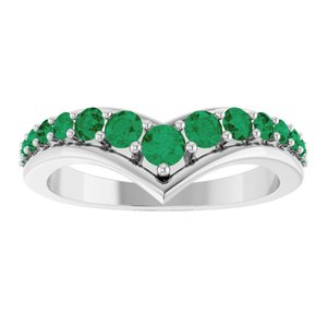 14K White Gold Lab-Grown Emerald V Ring – image 3