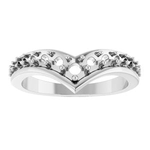 10K White Gold 3 mm Round Graduated V Ring Mounting – image 6