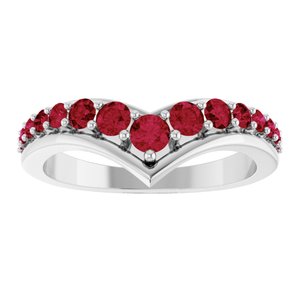 14K White Gold Natural Ruby V Ring – image 3