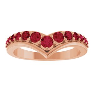 14K Rose Gold Lab-Grown Ruby V Ring – image 3