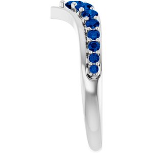 Sterling Silver Lab-Grown Blue Sapphire V Ring – image 4