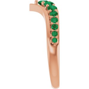 14K Rose Gold Lab-Grown Emerald V Ring – image 4