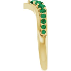 14K Yellow Gold Lab-Grown Emerald V Ring – image 4