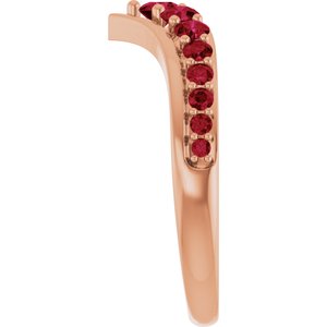 14K Rose Gold Lab-Grown Ruby V Ring – image 4