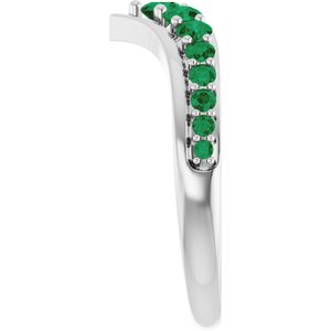 Platinum Lab-Grown Emerald V Ring – image 4
