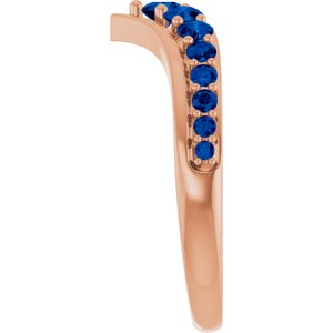 14K Rose Gold Natural Blue Sapphire V Ring – image 4