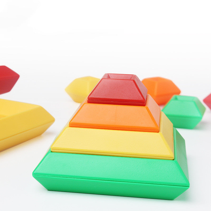 Rainbow Tower Ring Stack – Montessori Educational Building Blocks Set