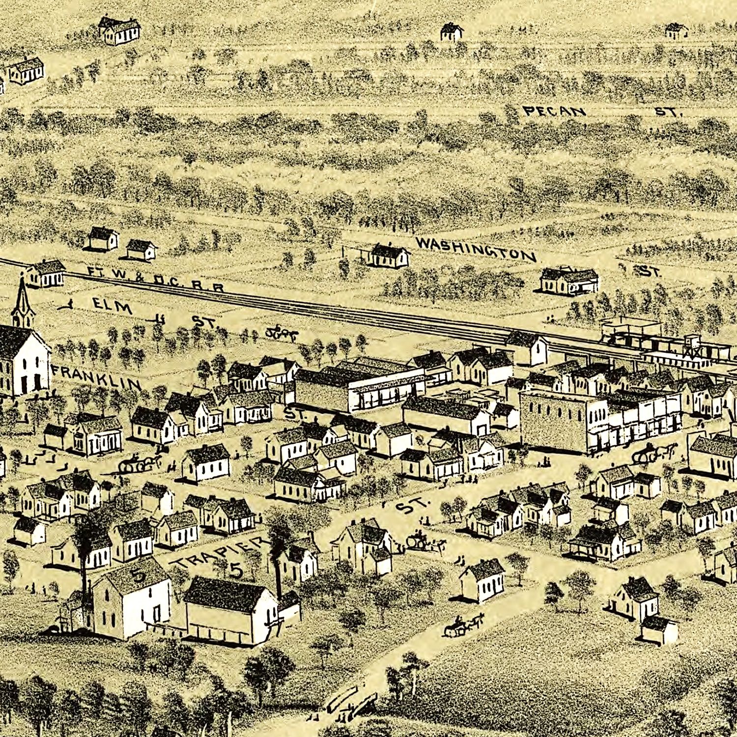 Vintage Map of Alvord, Texas 1890