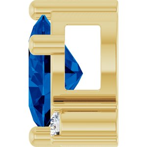 14K Yellow Gold Lab-Grown Blue Sapphire & .03 CT Lab-Grown Diamond Slide Pendant – image 3