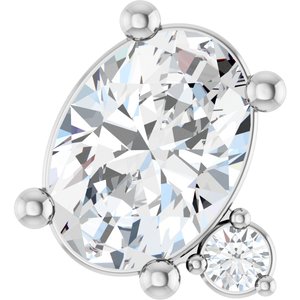 10K White Gold 7x5 mm Oval .03 CT Lab-Grown Diamond Semi-Set Slide Pendant