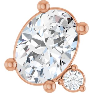 14K Rose Gold 7x5 mm Oval .03 CT Natural Diamond Semi-Set Slide Pendant