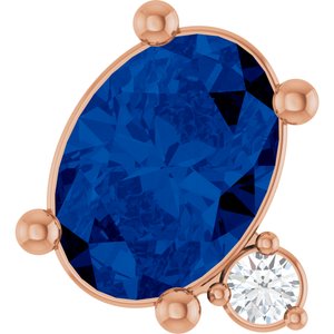 14K Rose Gold Lab-Grown Blue Sapphire & .03 CT Lab-Grown Diamond Slide Pendant