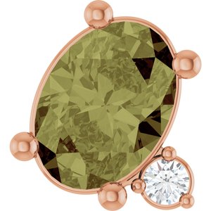 14K Rose Gold Lab-Grown Green Sapphire & .03 CTW Lab-Grown Diamond Slide Pendant