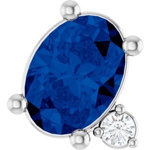 14K White Gold Natural Blue Sapphire & .03 CT Lab-Grown Diamond Slide Pendant