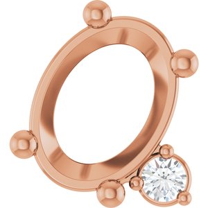 14K Rose Gold 7x5 mm Oval .03 CT Natural Diamond Semi-Set Slide Pendant – image 2