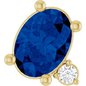14K Yellow Gold Natural Blue Sapphire & .03 CT Lab-Grown Diamond Slide Pendant
