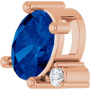 14K Rose Gold Lab-Grown Blue Sapphire & .03 CT Lab-Grown Diamond Slide Pendant – image 2