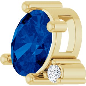 14K Yellow Gold Natural Blue Sapphire & .03 CT Lab-Grown Diamond Slide Pendant – image 2