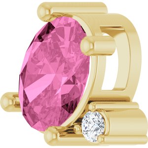 14K Yellow Gold Lab-Grown Pink Sapphire & .03 CTW Natural Diamond Slide Pendant – image 2