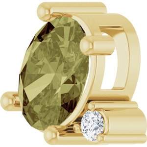 14K Yellow Gold Lab-Grown Green Sapphire & .03 CTW Lab-Grown Diamond Slide Pendant – image 2