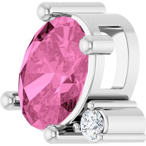 14K White Gold Lab-Grown Pink Sapphire & .03 CTW Natural Diamond Slide Pendant – image 2