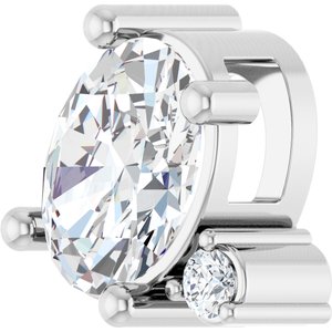 10K White Gold 7x5 mm Oval .03 CT Natural Diamond Semi-Set Slide Pendant – image 3