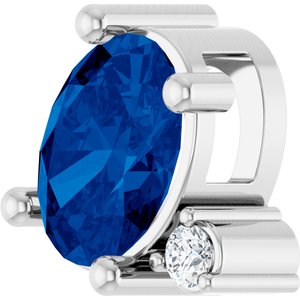 14K White Gold Lab-Grown Blue Sapphire & .03 CT Lab-Grown Diamond Slide Pendant – image 2