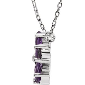 14K White Gold Natural Amethyst Flower 16" Necklace