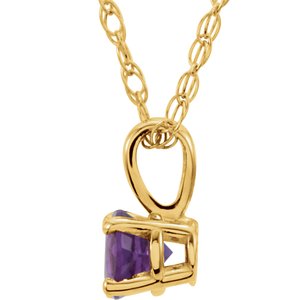 14K Yellow Gold 3 mm Imitation Amethyst Youth Solitaire 14" Necklace