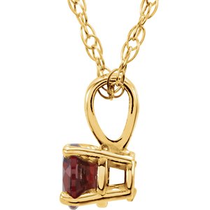 14K Yellow Gold 3 mm Natural Ruby Youth Solitaire 14" Necklace