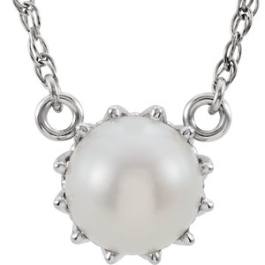 14K White Gold Cultured White Freshwater Pearl 18" Necklace