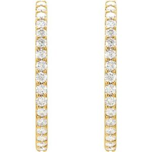 14K Yellow Gold 3 CTW Natural Diamond Inside-Outside 35.3 mm Hoop Earrings – image 2