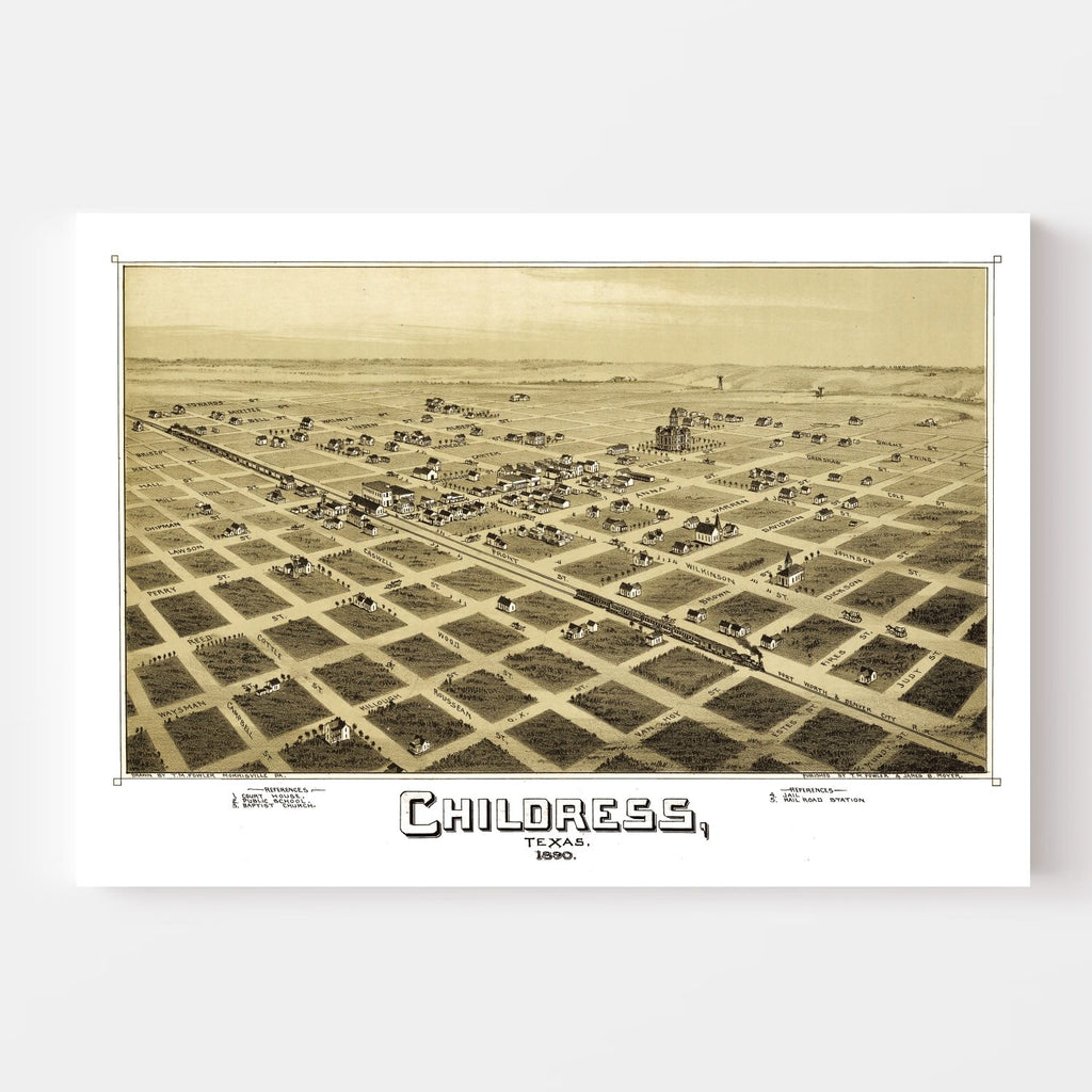 Vintage Map of Childress, Texas 1890