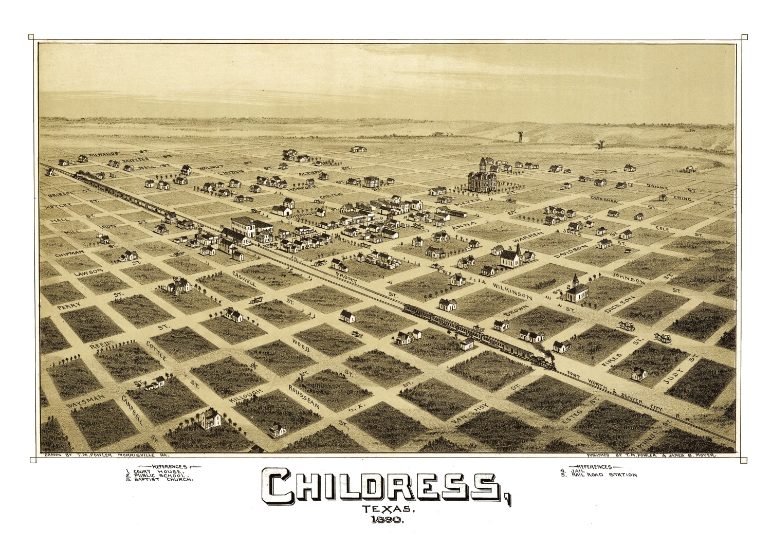 Vintage Map of Childress, Texas 1890