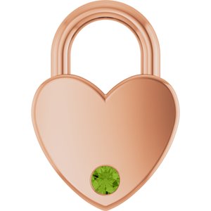 14K Rose Gold Natural Peridot Heart Locket Charm/Pendant