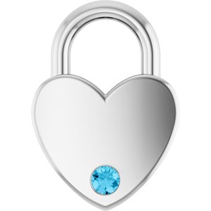 Platinum Natural Aquamarine Heart Locket Charm/Pendant