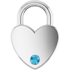 Sterling Silver Natural Blue Zircon Heart Locket Charm/Pendant