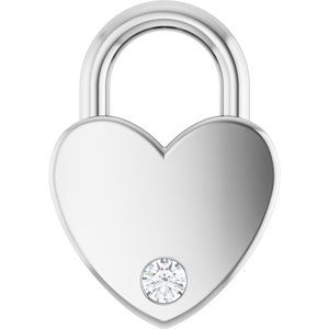 10K White Gold .03 CT Natural Diamond Heart Locket Charm/Pendant
