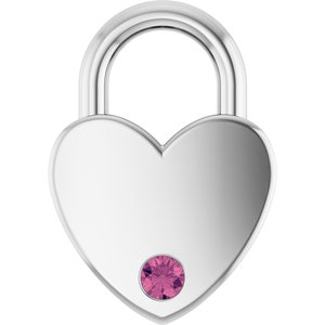 Sterling Silver Natural Pink Tourmaline Heart Locket Charm/Pendant