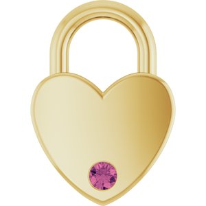 14K Yellow Gold Natural Pink Tourmaline Heart Locket Charm/Pendant
