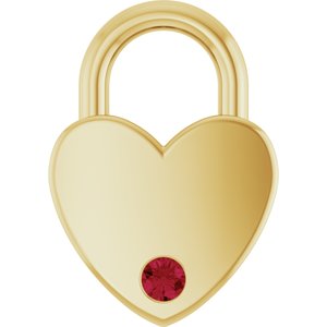 14K Yellow Gold Natural Ruby Heart Locket Charm/Pendant
