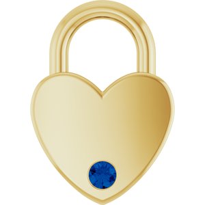 10K Yellow Gold Lab-Grown Blue Sapphire Heart Locket Charm/Pendant
