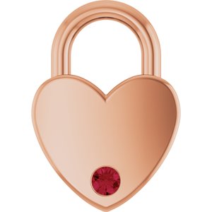 14K Rose Gold Lab-Grown Ruby Heart Locket Charm/Pendant