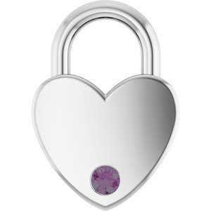 10K White Gold Lab-Grown Alexandrite Heart Locket Charm/Pendant