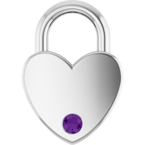 Sterling Silver Natural Amethyst Heart Locket Charm/Pendant